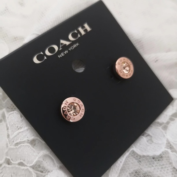 New Coach Open Circle Stone Strand Earrings Rose Gold F54516 $68 - Picture 2 of 3